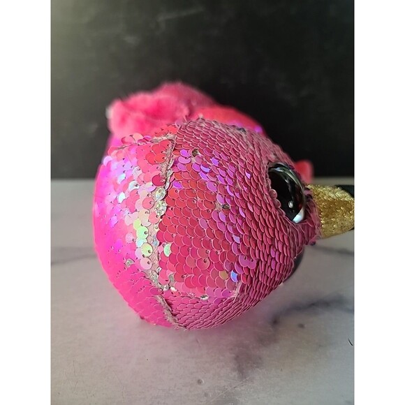 TY Flippables Pinky Pink Flamingo Plush Stuffed Animal Sequins 14 Inch 2018 - Picture 4 of 10